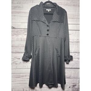 Fever Black And Gray Witchy Grunge Indie Overcoat Size M 3 Button W/ Pocket